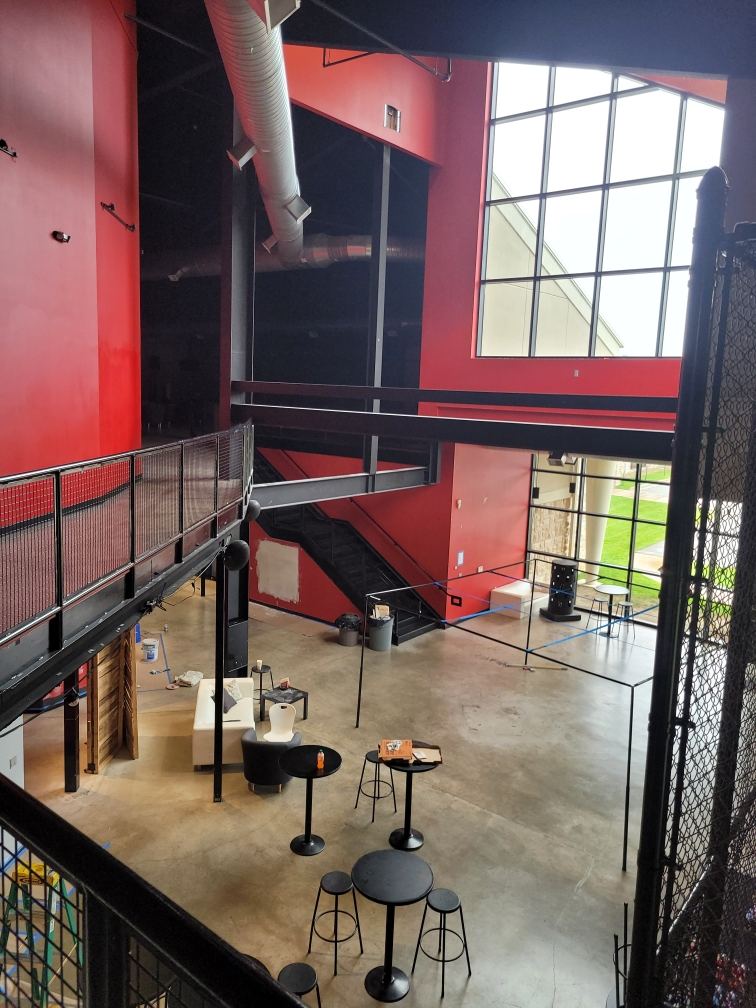 Industrial loft, red & black interior